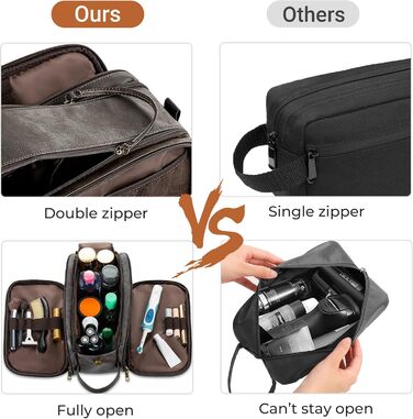 Чоловічий туалетний набір Elviros, подарунок для чоловіків, водонепроникний з PU-шкіри, велика кишеня для подорожей, бізнесу, спорту, ванної кімнати, темно-сірий, розмір L, 30,5 x 17 x 18 см