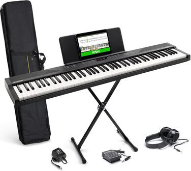 Клавіатура Alesis E-Piano з 88 клавішами, 480 звуків, USB-MIDI, динаміками, аксесуарами та уроками для початківців