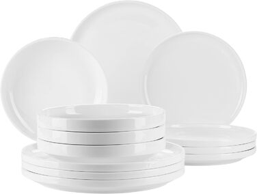 MÄSER Vada: Набір тарілок для 4 осіб, 12 шт. (Скандинавський дизайн, міцна порцеляна)