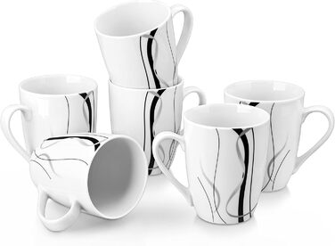 VEWEET Porcelain Coffee Cups 'Fiona' 6-Piece Set | Capacity 350 ml, Height 10.2 cm | Complement to the 'Fiona' tableware set | Coffee cups and teacups for 6 people