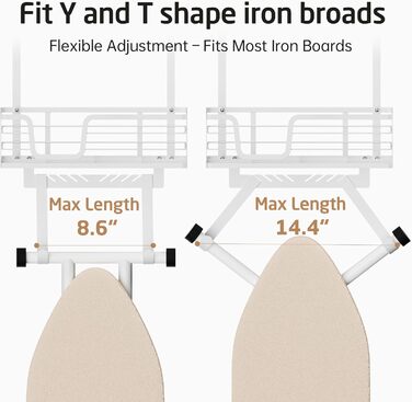 Підвіска для прасувальної дошки KES з корзиною, без свердління, біла (HIR500A-WH)
