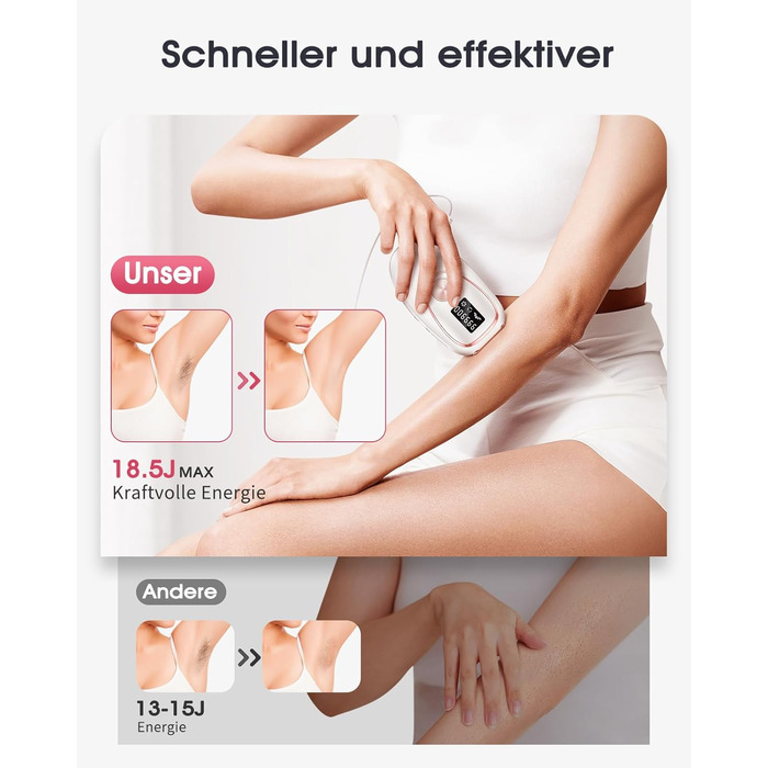 Пристрій для епіляції IPL Haarlosy з охолодженням, 999,900 імпульсів, 5 рівнів потужності, безболісна епіляція для жінок та чоловіків, обличчя, пахв, ніг та тіла (білий)