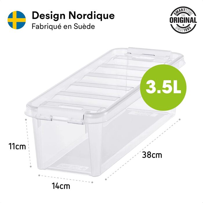 SmartStore - 10x Storage Box with Lid Classic 2L (21x17x11cm) | Stackable Box with Lid | Food-Safe Plastic Box | Plastic Box with Lid & Reinforced Corners | 10-Year Warranty (3.5L)