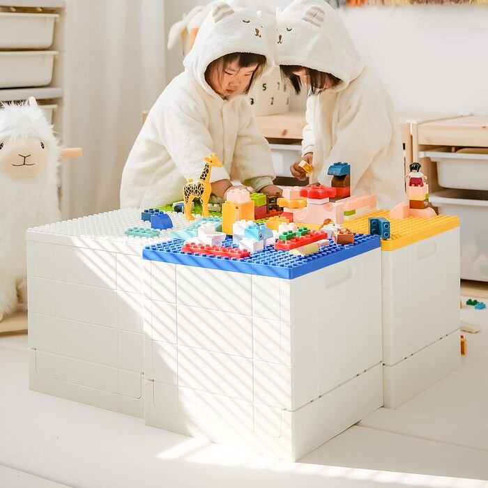 Складна коробка для зберігання з кришкою-платформою для Duplo, 25 л, SHIMOYAMA, синя, для конструктора Lego Duplo, пластиковий контейнер, штабельований, багатофункціональний