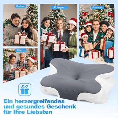 Ортопедична подушка для сну з Memory Foam - для шиї, спини та сну на боці. Подушка з ефектним покриттям з льонової тканини (темно-сіра)