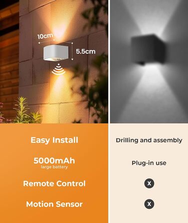 Настінне LED-світильник FULEN з датчиком руху, пультом керування, 3 кольори, регулювання яскравості, 2 шт.