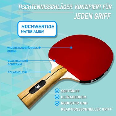 NIRBUN Table Tennis Set with Adjustable Net - Professional Table Tennis Paddles & 3-Star Ping Pong Balls - Portable Set for 2 Players