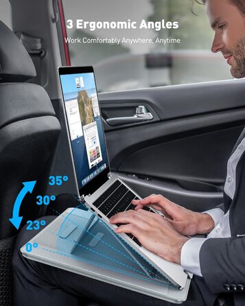 Зручний лапдеск для ноутбука AboveTEK – ергономічний підставка з антиковзким покриттям, захистом від нагріву, вбудованим ковриком для миші, портативна для ліжка, дивана, подорожей (сірий)