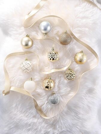 Набір прикрас на ялинку: 30 золотих ялинкових кульок (60 мм, пластик) з гачками для ялинки, святкування, вечірка, весілля