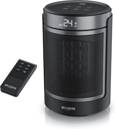 Електричний обігрівач Brandson з пультом керування, ECO-режим, осциляція 50°, 2 режими нагріву, захист від перегріву та перекидання