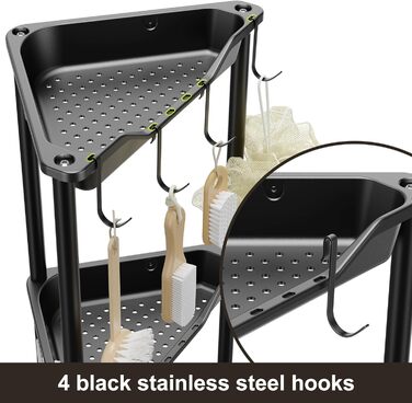 Дзеркальна поличка для душу Orimade (4 шт.) з нержавіючої сталі, кутова, чорна