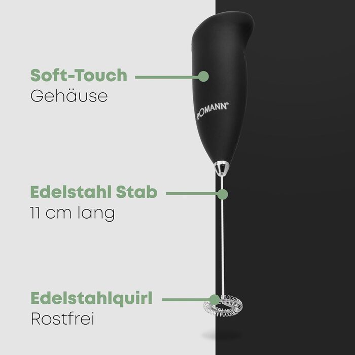 Електричний пінозбивач для молока Bomann® MS 344 CB | Пінозбивач для кави та напоїв | З нержавіючою сталлю