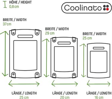 Набір кухонних дощок Coolinato з пластику сірого кольору (S/M/L) – 3 шт. з антибактеріальним покриттям, канавкою для соку, неслизькими кутиками та ручкою. Ідеально для гігієнічного розділення продуктів. Можна мити в посудомийній машині.