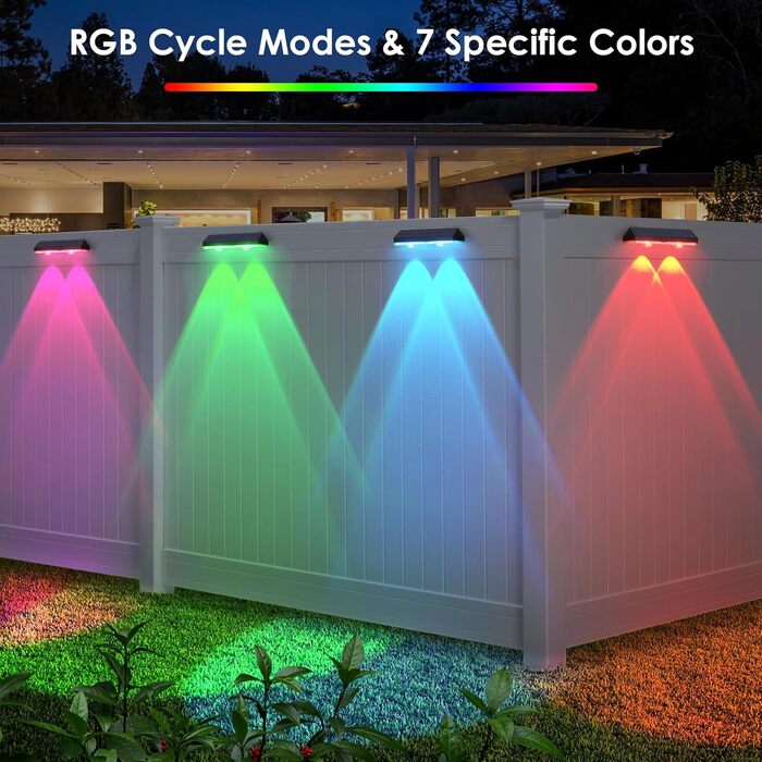 Outdoor Solar Lights - Waterproof Garden Lamps with LED for Terrace, Garden, Steps & Stairs, 2 Modes (Warm White/Color Changing) - 6 Pack