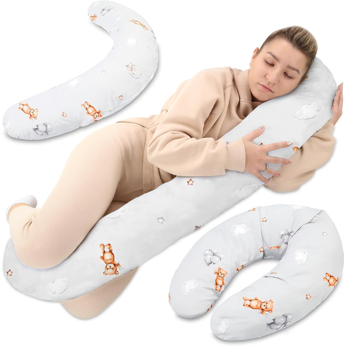 Подушка для вагітних Totsy Baby XXL (190 см) - Підтримка тіла, бічний сон, бавовна Oeko-Tex