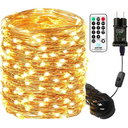 Льоко-світлодіодна гірлянда 20 м, 200 LED, тепле біле світло, з пульт, водонепроникна IP65, для декору на Різдво, весілля, сад, вечірку