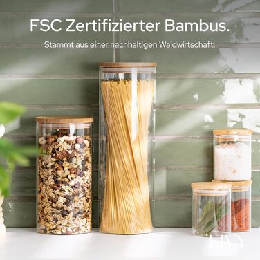 Скляні контейнери для зберігання KIVY з кришкою, 2 шт. по 1800 мл (бамбук)