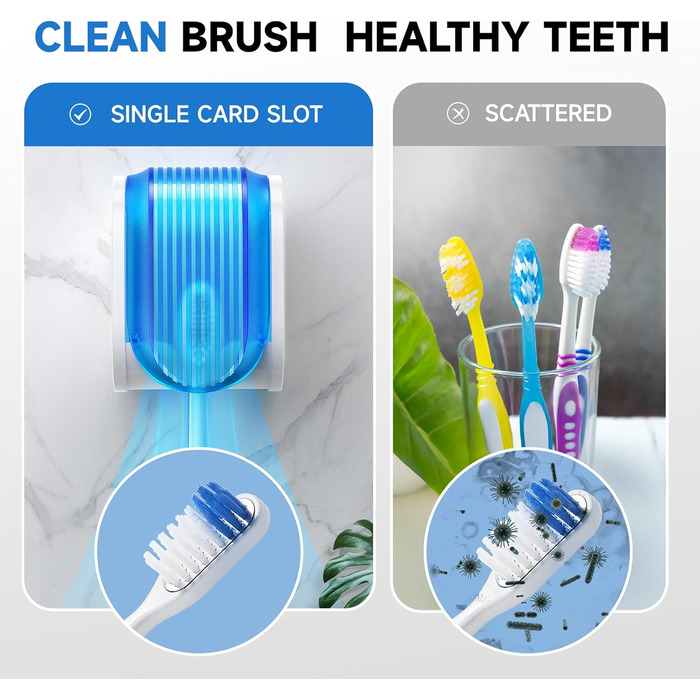 Bathroom Toothbrush Holder 【Upgraded Single Slot Design】 Wall-Mounted Toothbrush Holder with Cover, Moisture-Resistant and Dust-Proof, Toothbrush Organizer for Shower, Family, and Travel