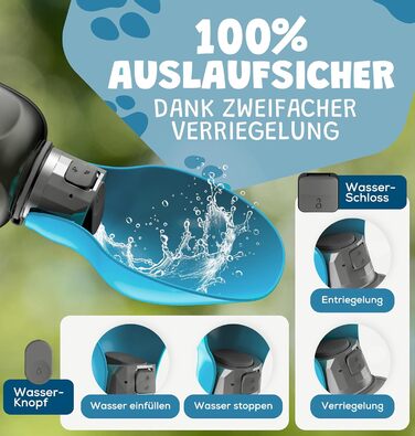 Набір для собак 2 шт: велика складана пляшка для води 800 мл + зубна щітка | Преміум якість, витік неможливий | Для подорожей
