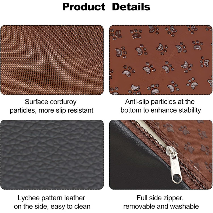 Сходинки для собак Galatée з 4 сходинками, неслизькі, для ліжка/дивану, знімний чохол, губка з високою щільністю, портативні (світло-коричневий)