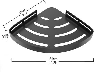 Дзеркальна поличка для душу кутова без свердління чорного кольору, 2 шт. з гачками для шампуню та мила, захист від іржі