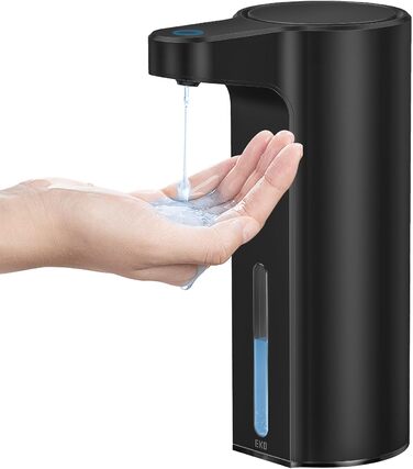 Automatic Soap Dispenser with Window - Infrared Sensor, 250ml, USB Rechargeable, Waterproof, Adjustable Dosage, Drip-Free, for Kitchen & Bathroom - Matte Black
