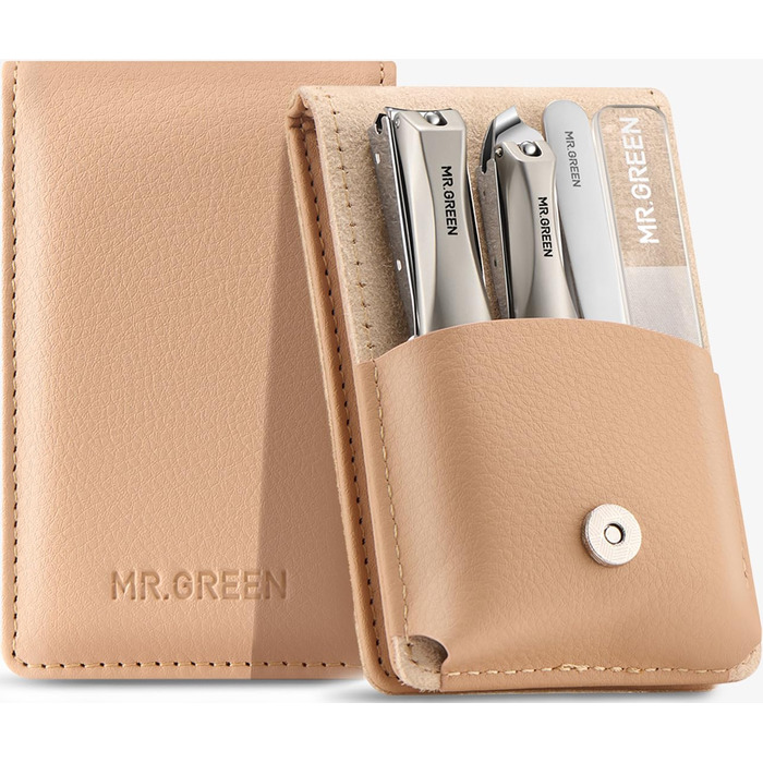 Набір для манікюру MR.GREEN 3шт: кусачки, пилка, кусачки з захистом від бризок, кейс, для чоловіків та жінок