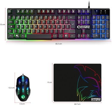 Ігровий комплект Empire Gaming Armor RF800: Клавіатура та миша бездротові AZERTY (французька розкладка) RGB з килимком для миші. Підтримка PC, PS4, PS5, Xbox One/Series, Mac. Білий (MK800)