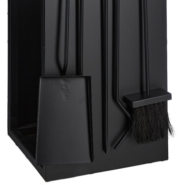 Relaxdays Black Firewood Rack with Cutlery
