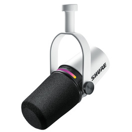 Мікрофон Shure MV7+ Gen 2 для подкастів, стрімінгу та запису – білий. USB/XLR, LED-сенсор, авто-регулювання рівня, цифровий поп-фільтр