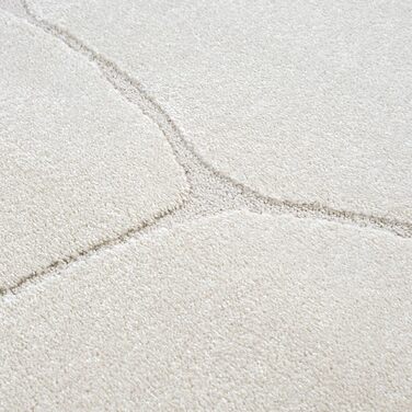 Килим Everest - сучасний коротковорсовий килим для вітальні та спальні з ефектом висоти-низькості, 3D ефект, висока щільність ворсу та приємна м'якість, дизайн Panglao, кремовий (200 x 290 см)