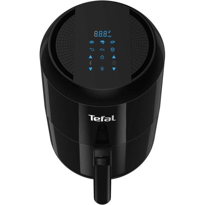 Аерофритюрниця Tefal EY3018 Easy Fry Compact, 1,6 л, 6 програм, цифровий дисплей, для 1-2 осіб, енергозберігаюча, без олії, чорна