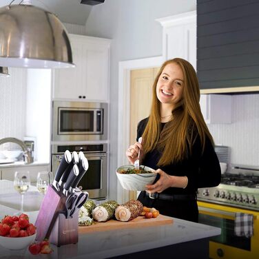 Набір кухонних ножів HOABLORN з дерев'яним блоком: професійний набір ножів для дому, кухні, приготування їжі, подарунок на весілля або новосілля