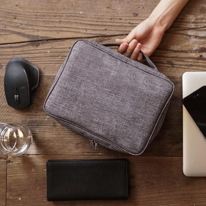 Органайзер для кабелів та аксесуарів Retoo: кейс для подорожей, USB-кабелі, Power Bank, карти, телефон, зарядні пристрої, сірий