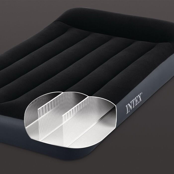 Надувний матрац Intex Dura Beam Pillow Rest King 182x203x25 см чорний (без насоса)