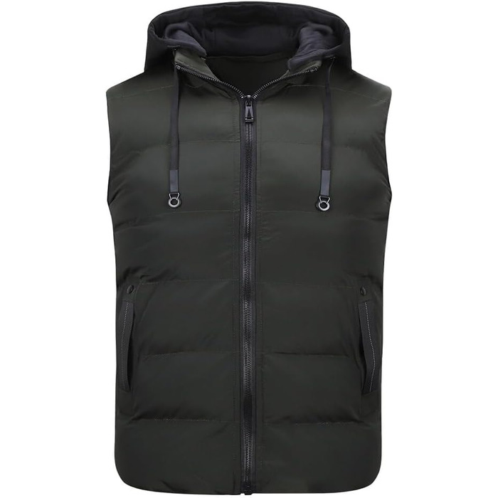 Чоловіча степкова жилетка YOUTHUP з капюшоном для активного відпочинку та зими, легка, вітронепроникна, армійного кольору (XXL)