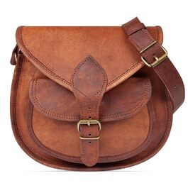 Сумка жіноча LEABAGS Leder Vintage Cognac зі шкіри преміум-класу, крос-боді, сумка на плече, для роботи, університету, школи, відпочинку, розмір L (28x23x8 см)