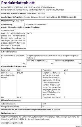 Холодильник для напоїв Bomann® KSG 7289 з скляними дверцятами, 245 л, 5 полиць, автоматична розморожування, регулювання температури, білий (Модель 2024)