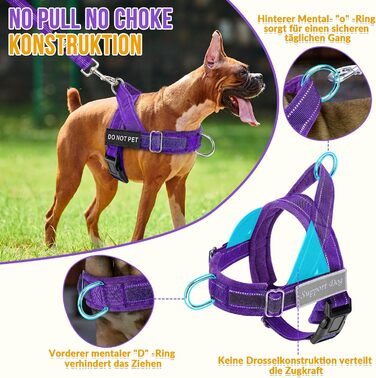 Нашийник для собак Eyein для великих та середніх собак, м'який, з 2 застібками, світловідбиваючий, легкий, анти-тяга, для прогулянок та тренувань (S, фіолетовий)
