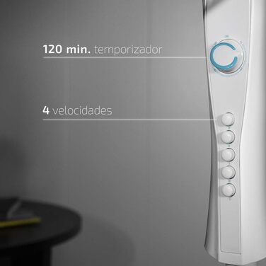 Стеляний вентилятор Cecotec EnergySilence Aero 450 з підсвічуванням, 50 Вт, діаметр 106 см, 4 лопаті, 3 швидкості, функція обігріву