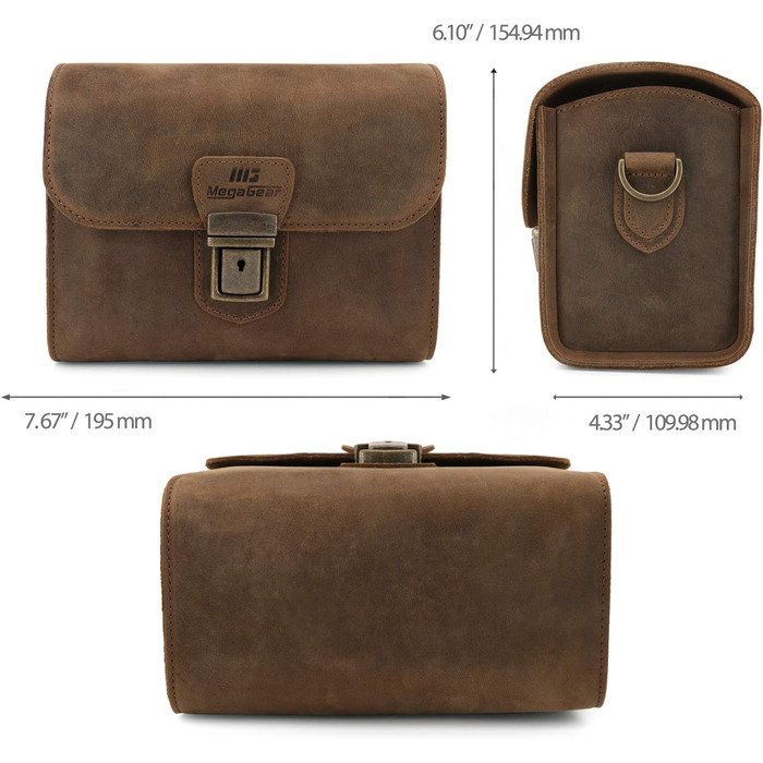 Чохол для камери MegaGear Pebble з натуральної шкіри для бездзеркальних, моментальних та DSLR камер, Кориця