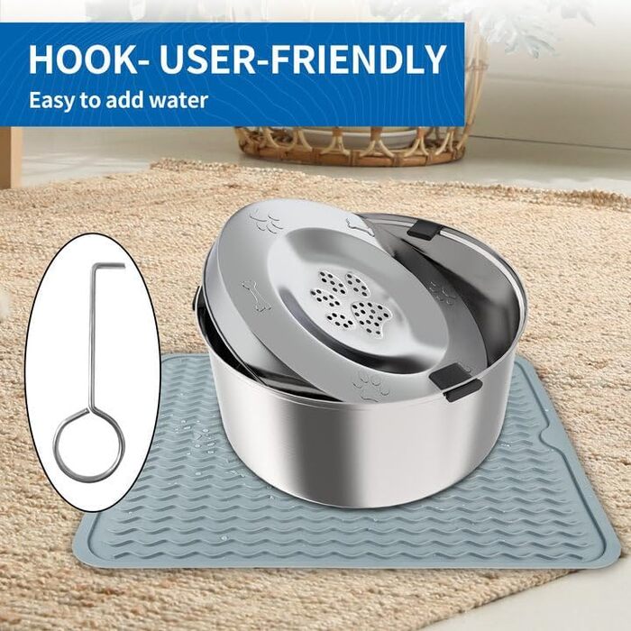 Нержавійна миска для собак Anti Schling без облизування, Slow Feeder для подорожей, 3L з килимком