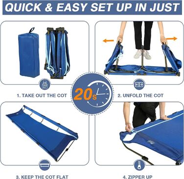 Легке туристичне ліжко Timber Ridge: складане, портативне, для кемпінгу та відпочинку на природі (120 кг)