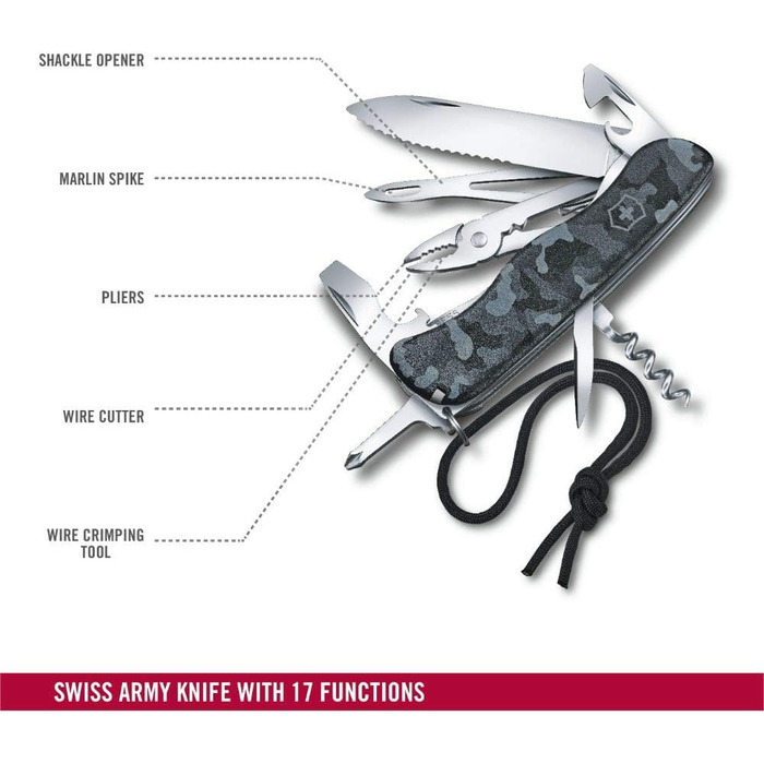 Мультитул Victorinox Skipper W: Швейцарський ніж з 18 функціями, з фіксатором та серрейний клинок