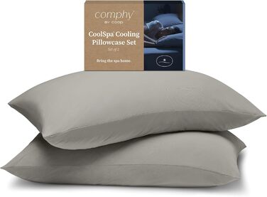 Комплект наволочок Coop Home Goods Comphy CoolSpa, 2 шт, таубенгрей, Queen Size, охолоджуючі, дихаючі, розкішна готельна якість, для спа та дому