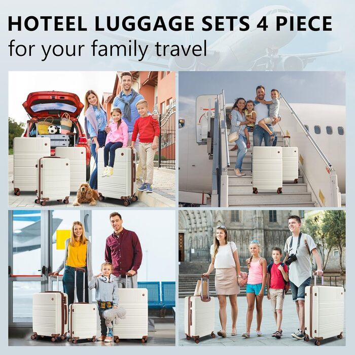 Набір валіз HOTEEL Beige 3 шт. (20/24/28) ABS+PC: міцний, з TSA-замком та 4 роками гарантії