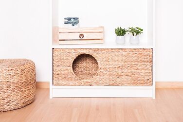 Cat basket for Billy shelving unit, natural cat basket, cat cave, small animals, rabbits, guinea pigs, cave, 75 x 29 x 25 cm. Material: Woven water hyacinth.