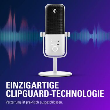 Мікрофон Elgato Wave:3 White - USB конденсаторний для стрімінгу, подкастів, геймінгу та роботи. З безкоштовним ПЗ