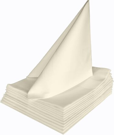 texpot 12 Cloth Napkins 50 x 50 cm with Satin Edge made of 100% Cotton - Color Champagne