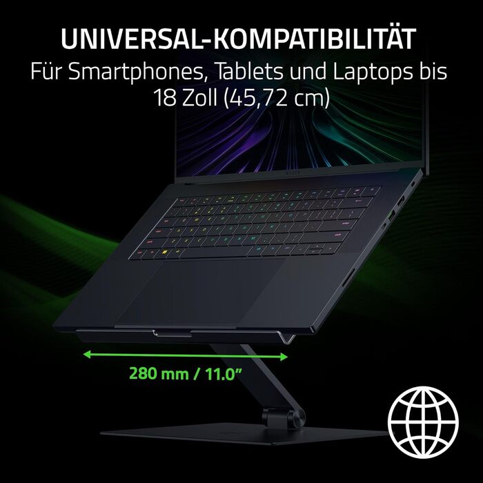 Підставка для ноутбука Razer Adjustable - Регульована, для екранів до 18 дюймів, алюміній, вентиляція, білий/чорний